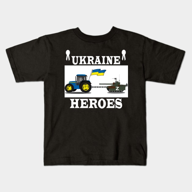 Ukrainian Tractor Pulling Tank Kids T-Shirt by Elegance14